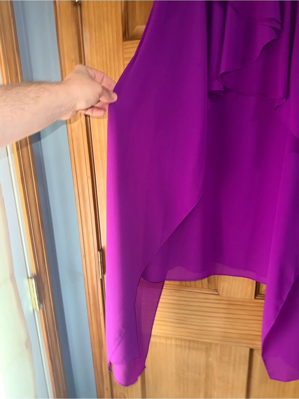 Belle Badgley Mischka Magenta Chiffon Tiered Cocktail Sheath Dress-10-EC - Picture 7 of 14